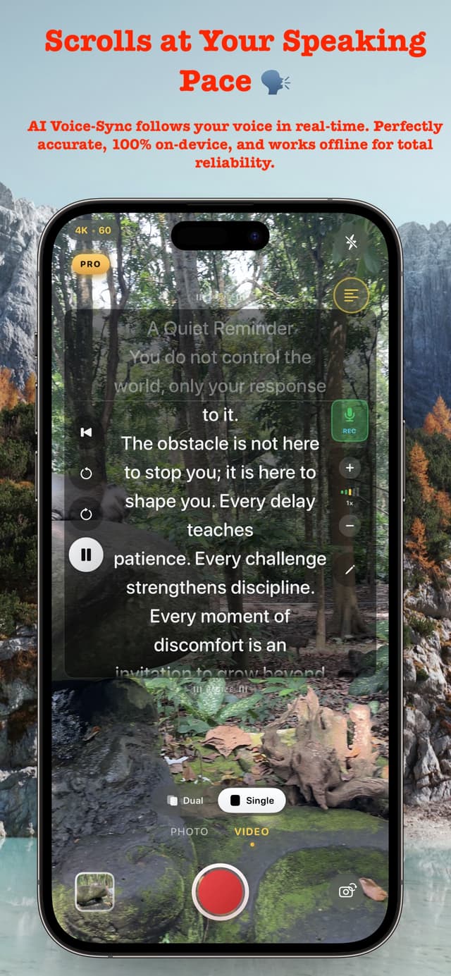 Voice-activated scrolling teleprompter
