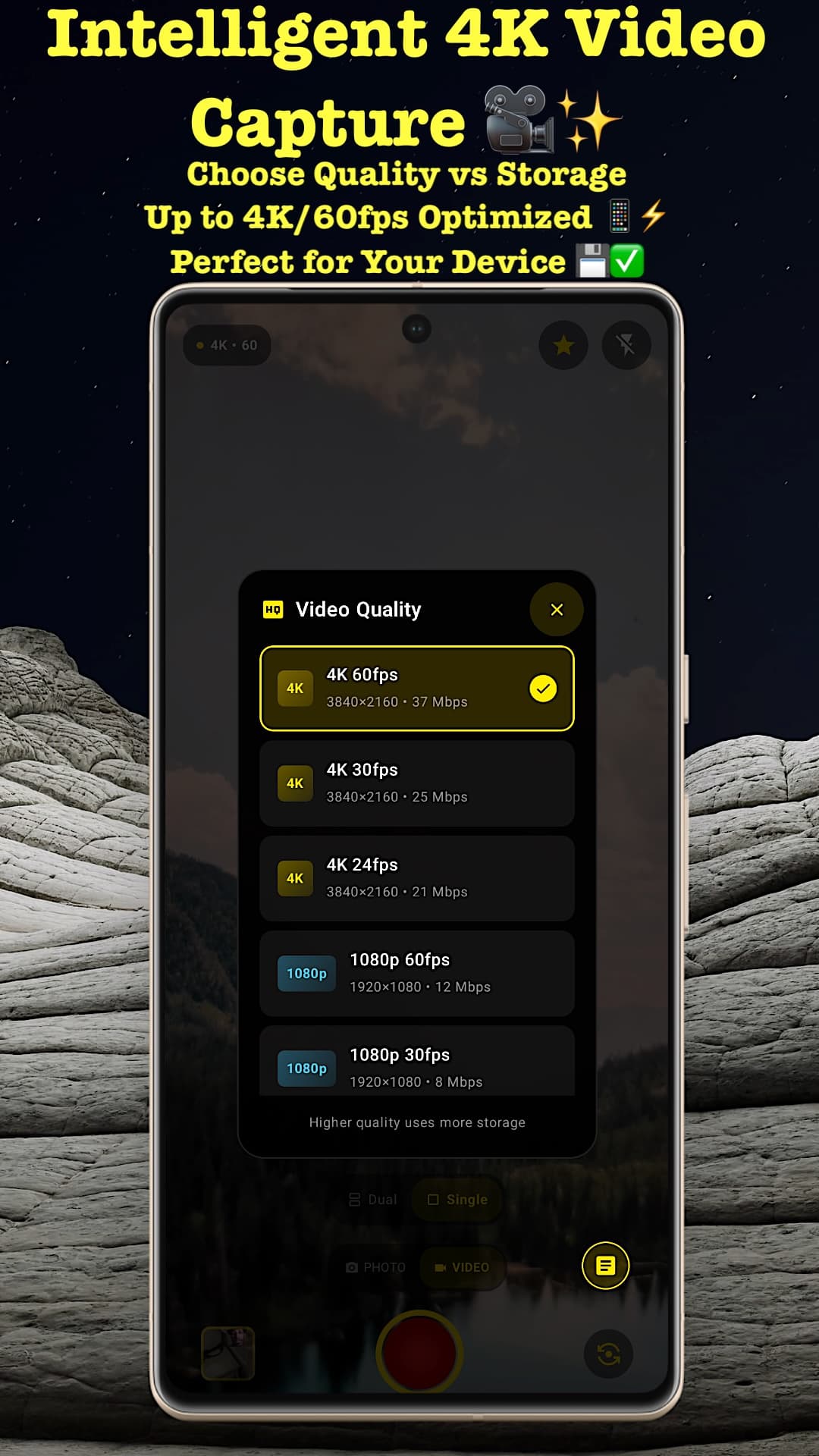Intelligent 4K/60 video capture settings
