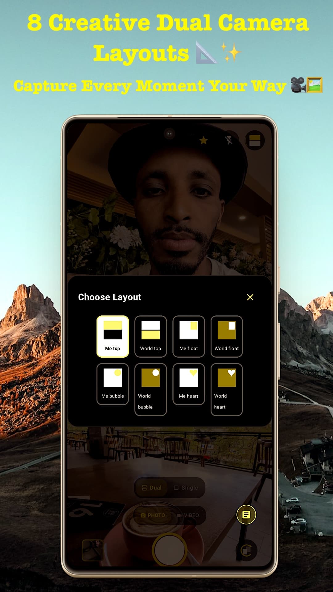 8 dual-camera layouts