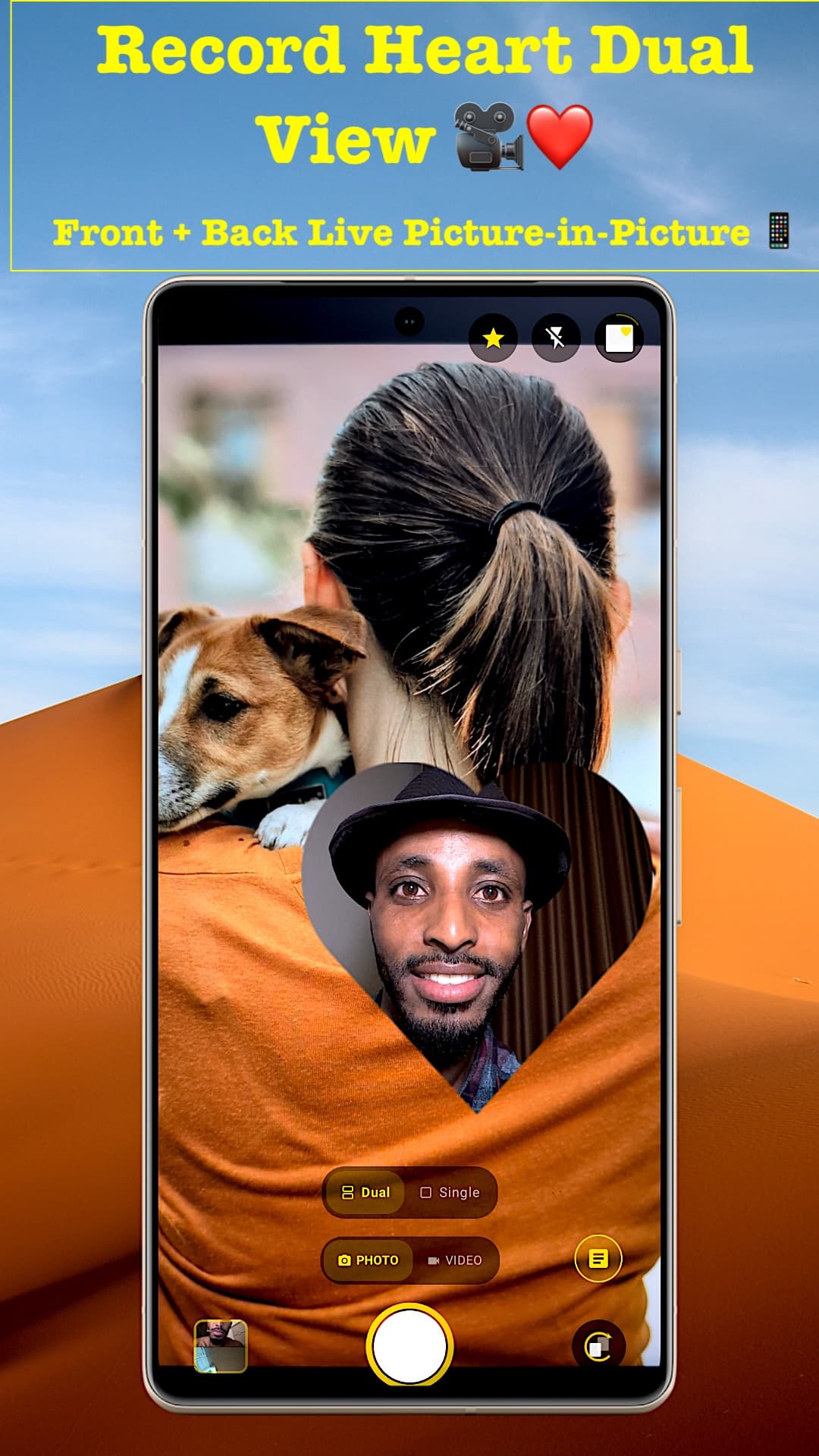 Live heart PiP recording — front and back cameras