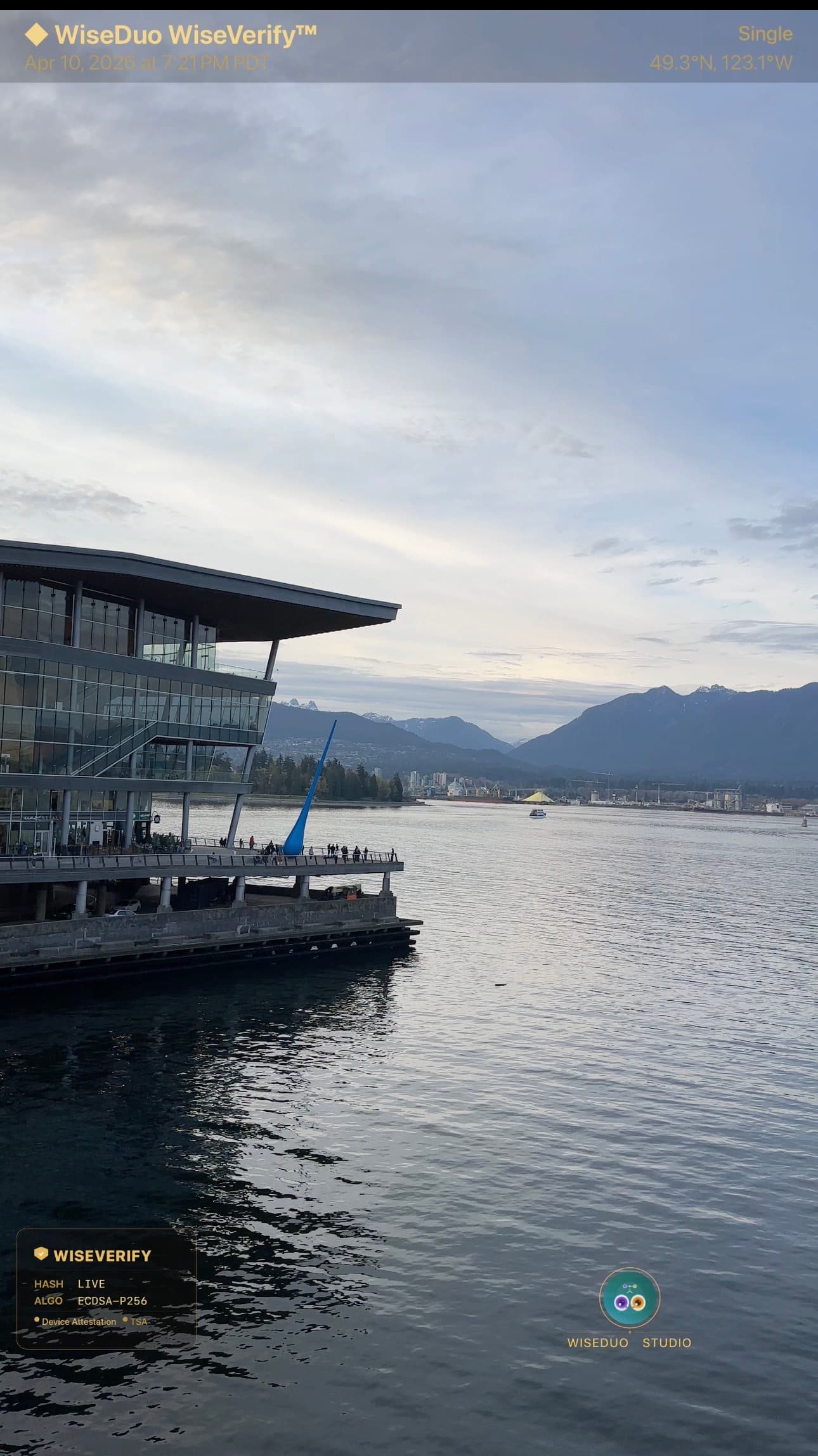 A photo sealed with WiseVerify watermark overlay